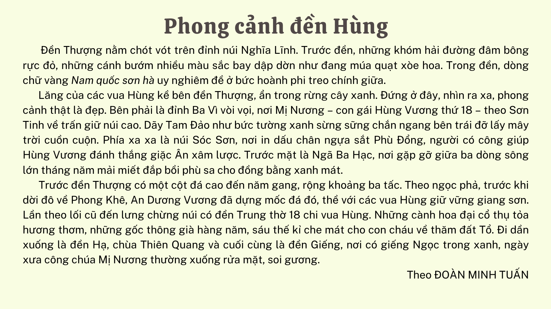 bài đọc phong cảnh đền hùng